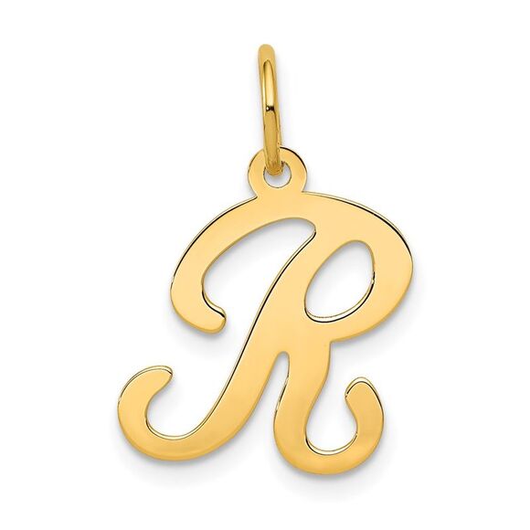14k Yellow Gold, Sophia Collection, Small Script Initial R Pendant - Picture 1 of 5